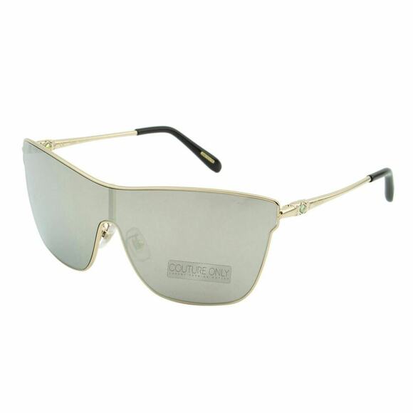 New Chopard Women Shield Sunglasses Pale Gold Frame Gray Mirrored Lens SCH-C20S - Picture 7 of 14